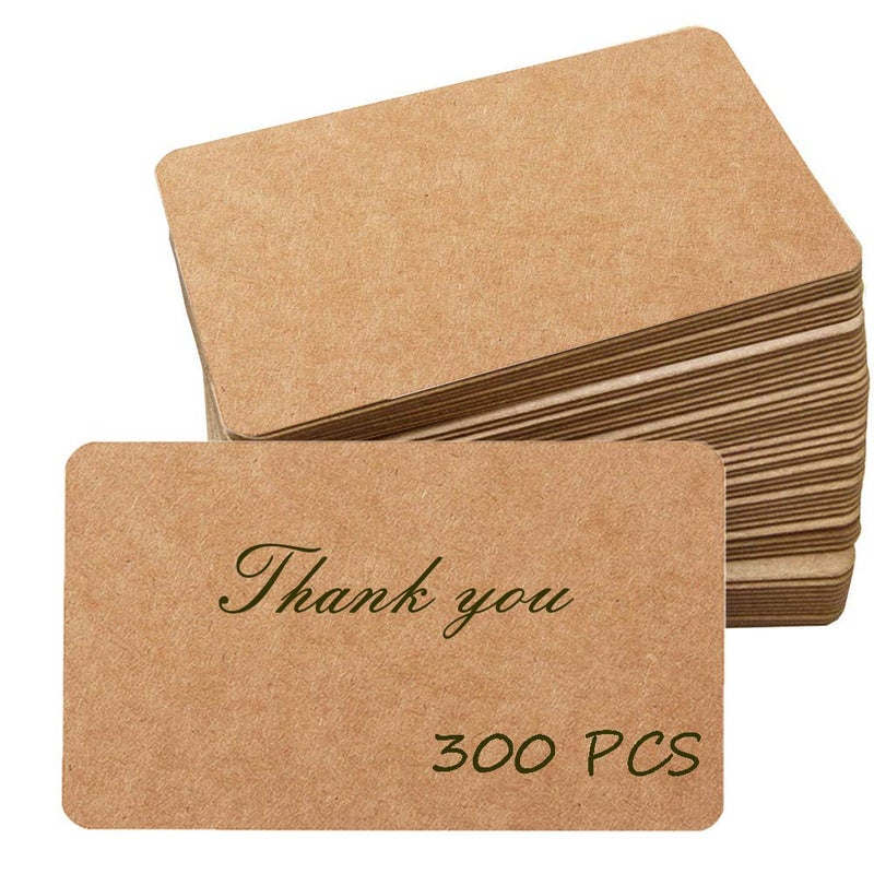 Primbeeks 300pcs Premium Blank Kraft Double-sided Available Word Card, 3.5x 2.2 inch for Business Message Note DIY Gift Kraft Note Paper Tags Scratch Paper Flash Cards - Image 1